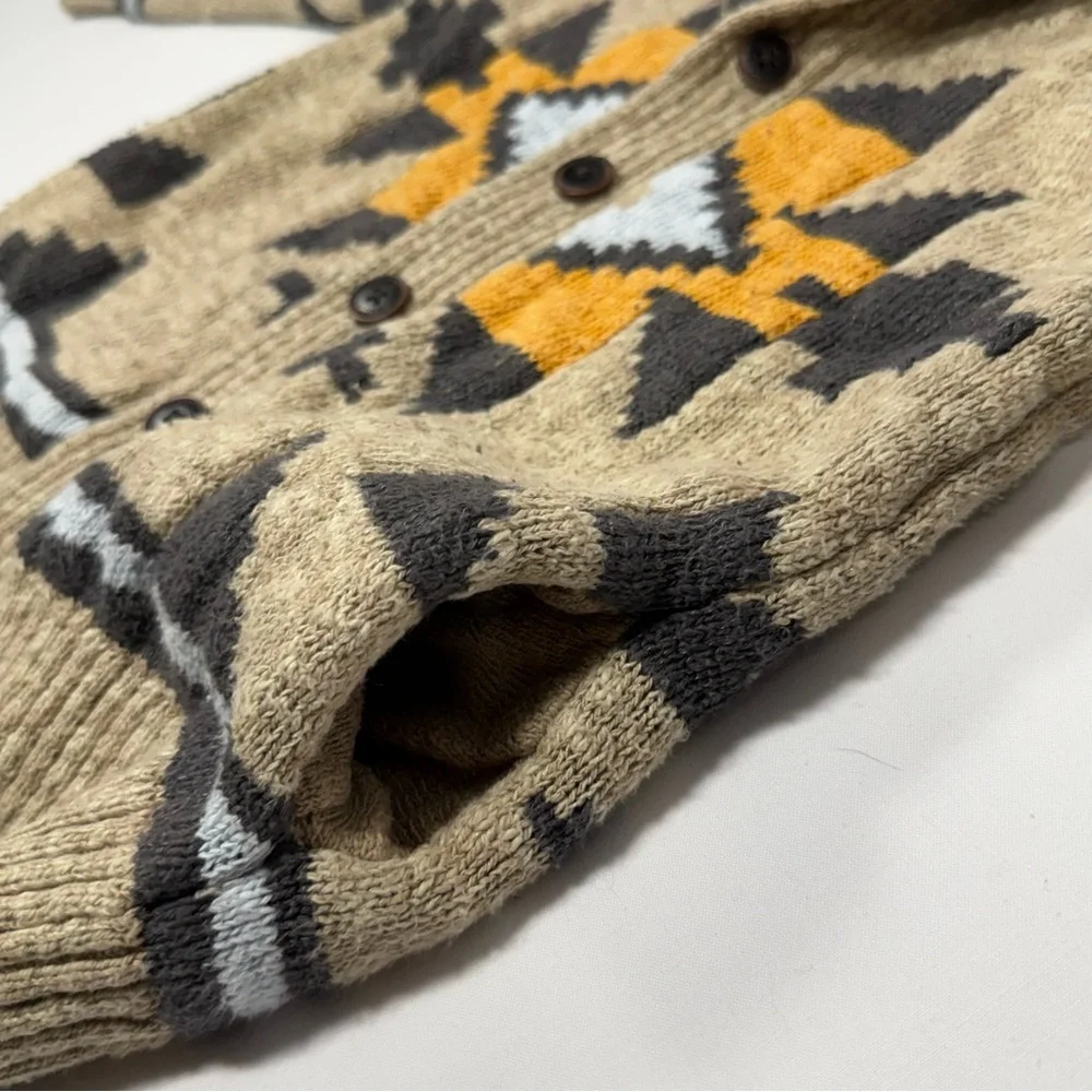 Boys Southwestern Aztec OshKosh B'gosh Tan Cotton Blend Shawl Collar Cardigan 6‎